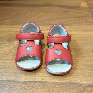 Angel Baby Girls Open Toe Heart Leather Sandal Shoes / size 3 Infant Toddler